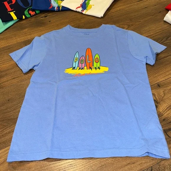 Polo by Ralph Lauren Kids' Teal and Light Blue Graphic T-Shirts tropical surf - Picture 5 of 6